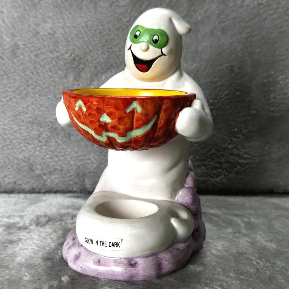 Michael Sparks Ghost Tealight Wax Warmer Glow in Dark Halloween Pumpkin Bowl